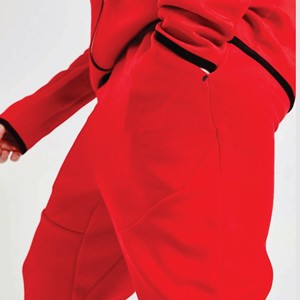 OEM tasarım % 69% pamuk % 31% Polyester kırmızı erkekler Tech polar eşofman tam Zip Hoodie Joggers Sweatpants eşofman - Product Image 5