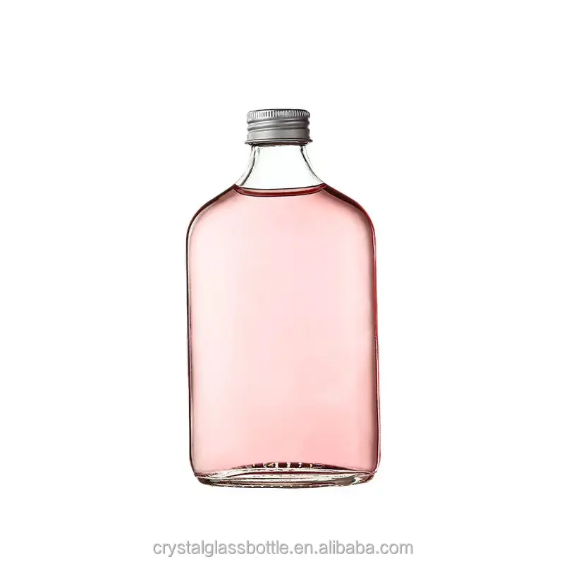 Botol minuman kaca transparan kecil kosong untuk kemasan minuman keras jus 50ml 100ml 200ml dapat diisi ulang