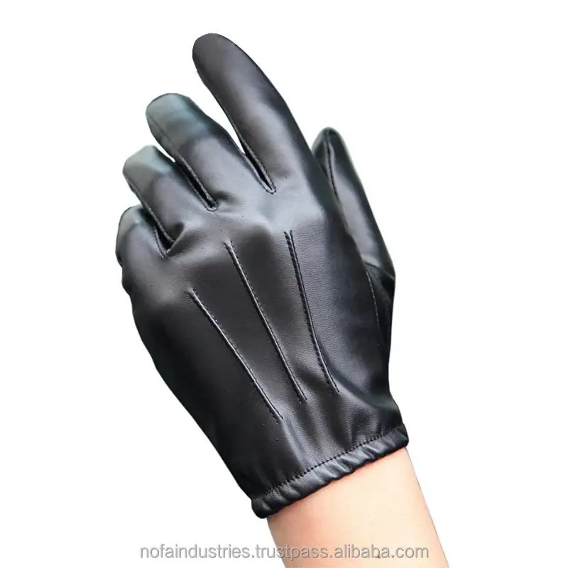 Gants en cuir PU noir pour hommes, Style fin de conduite, doigts complets antidérapants, paume, écran tactile, Long gardien, mode