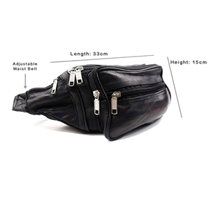 REAL LEATHER ZIPPED SECURE WAIST/ BUMバッグ、旅行/休日のお金のドキュメンタリーポーチ