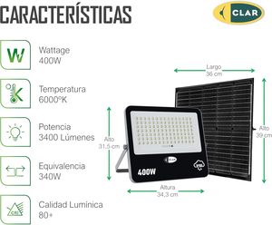 Đèn Pha Led năng lượng mặt trời ngoài trời clar-ngoài trời 50W 100W 200W 300W 400W, Đèn năng lượng mặt trời mạnh mẽ cho khu vườn, mặt tiền và khu vực NGOÀI LƯỚI - Product Image 4