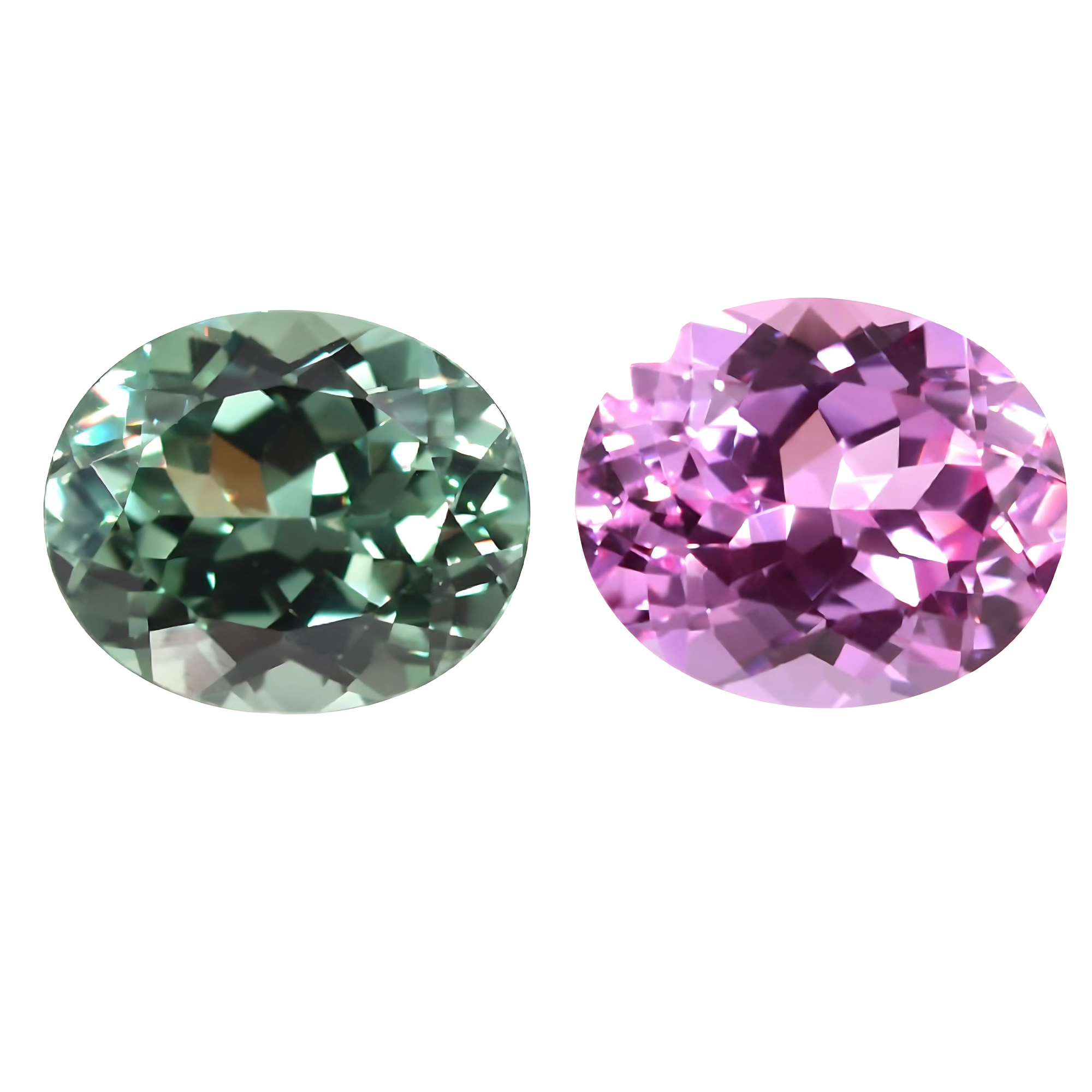 ไพลินสีเขียวและไพลินสีชมพู