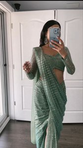 Customized Size Party and Wedding All Season Ethnic Wear Net Material Pakistani and Indian Style Women Saree - Product Image 2