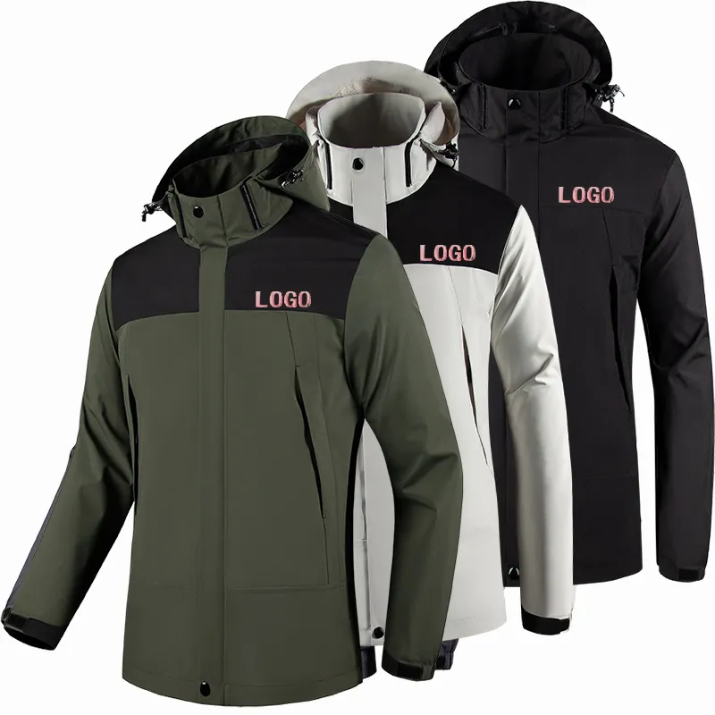 Logo personnalisé veste softshell coupe-vent d'extérieur pour hommes sports tactiques imperméable veste softshell à capuche pour hommes