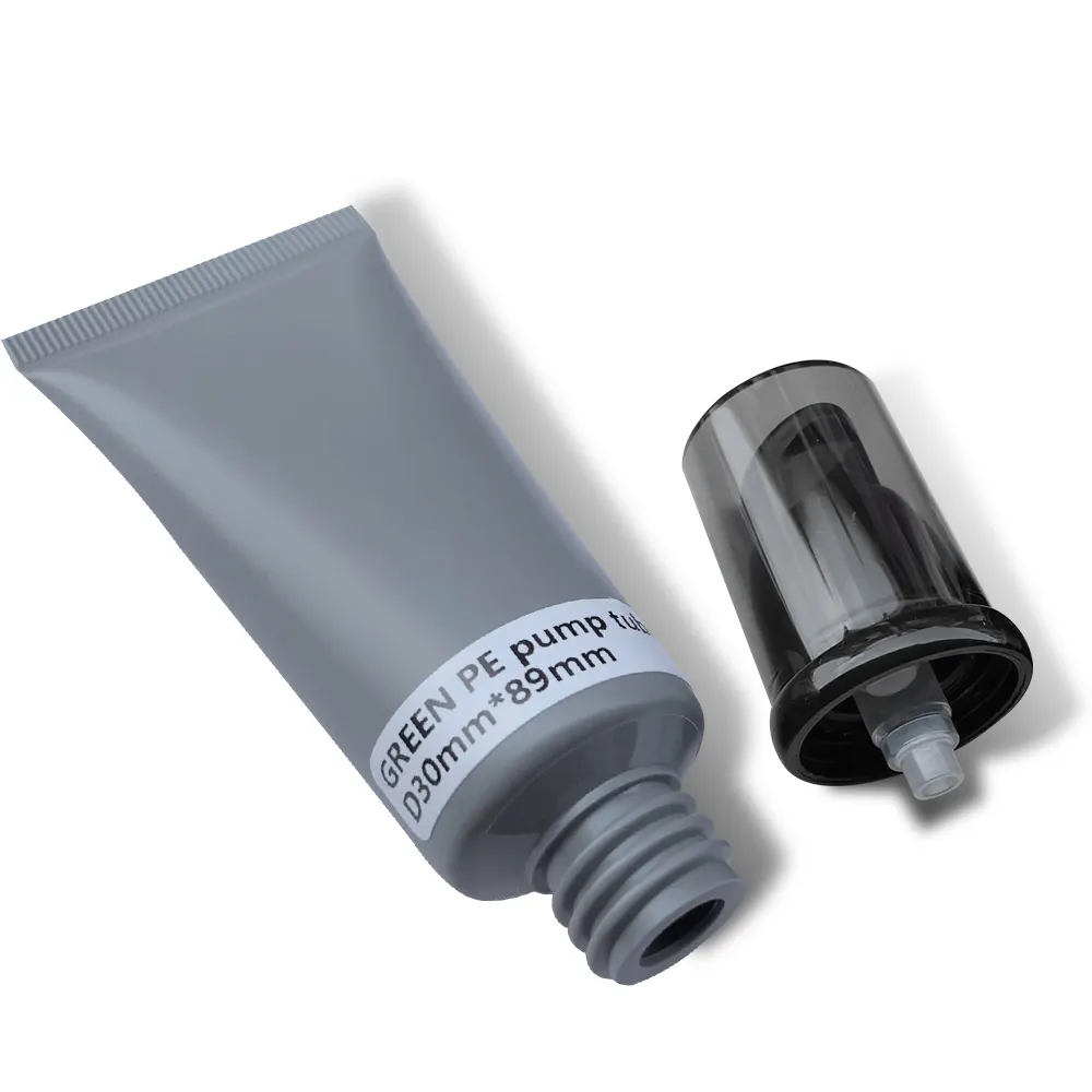 OEM D30mm emballage plastique de pompe sans air pour les soins de la peau 30ml crème de fond de teint tube à presser bouchon à vis souple crème solaire visage yeux