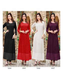 Regular Base Cotton Rayon Kurti with Embroidery Work &amp; Foil Printed Work Lowest Price <strong>Indian</strong> Ethnic Garment Apparelgarment - Product Image 6
