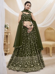 เซ็ตผ้าจอร์เจียปักเลื่อมสำหรับเสื้อผ้าอินเดียชุดโชลี่ lehenga จากผู้ค้าส่งอินเดีย - Product Image 6