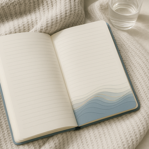 สมุดบันทึกปกแข็ง LABON Tranquil River Journal รุ่นพรีเมียม สีน้ำเงิน ลายคลื่นนูน ปั๊มฟอยล์ทอง สำหรับเขียนบันทึกการวางแผน การดูแลตนเอง - Product Image 4