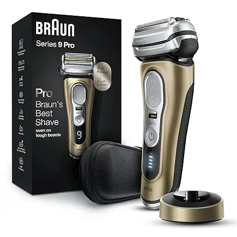 Rasoir électrique Braun pour hommes, rasoir à feuille étanche, série 9 Pro 9419s, rasage humide et sec, avec tondeuse à barbe ProLift or