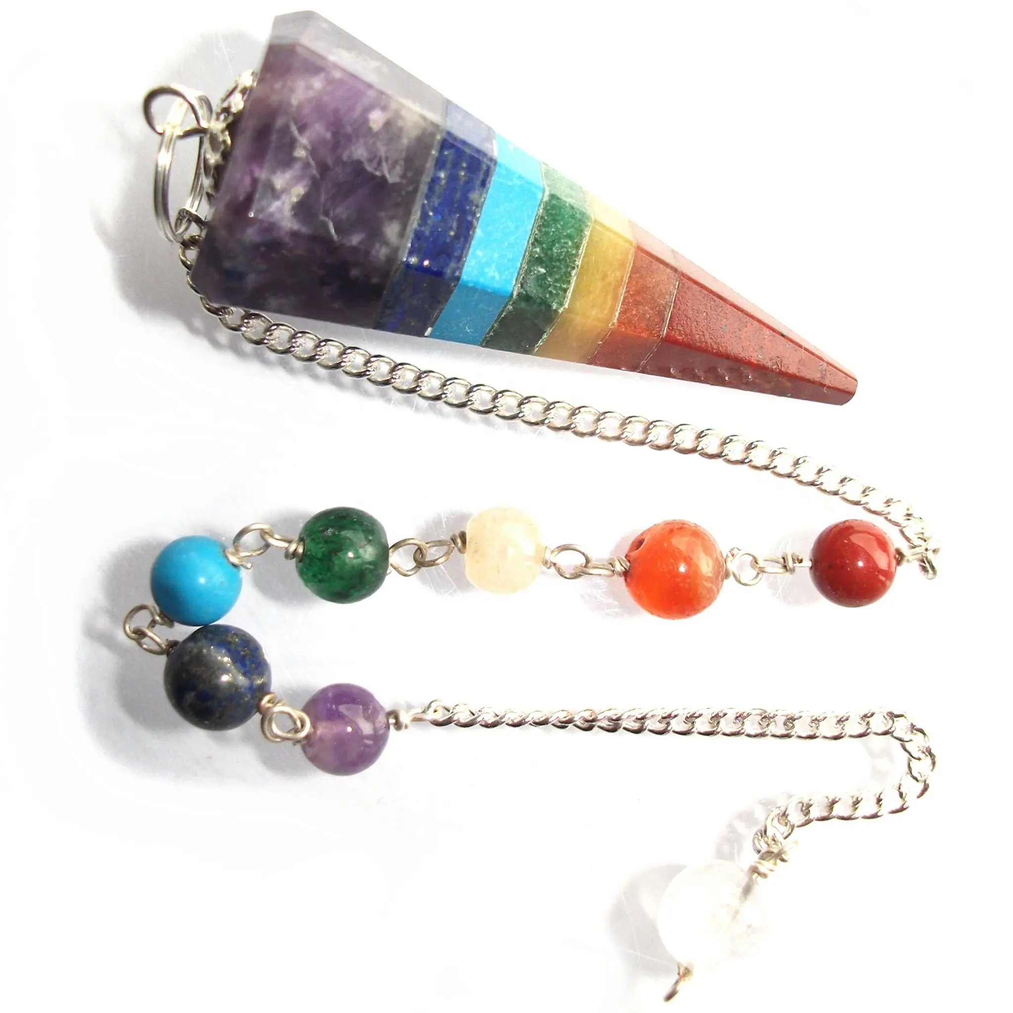 Vente en gros de pendules à pierres précieuses de haute qualité Pendule à 7 chakras Acheter auprès de Mariya Crystal Aventurine Pendules à facettes Feng Shui