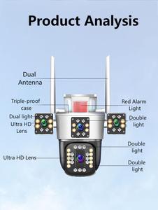 3-Lens 3-Screen Gun Dome Full-Colour Night Vision Indoor Wireless Monitor <strong>Camera</strong> Mobile Waterproof CMOS Sensor Network