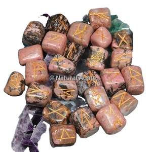 Toptan Rhodonite kristal Rune Set doğal Wicca enerji taşı için koruma ve sezgi Reiki meditasyon Sto - Product Image 2