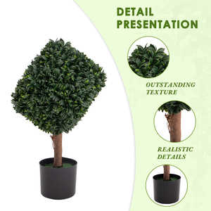 Temu Bán Buôn 4.5ft Trong Chậu Ô Liu Đôi Cây Topiary Gần Tự Nhiên Bóng Nhà Máy Nhân Tạo Xoắn Ốc Cây - Product Image 5