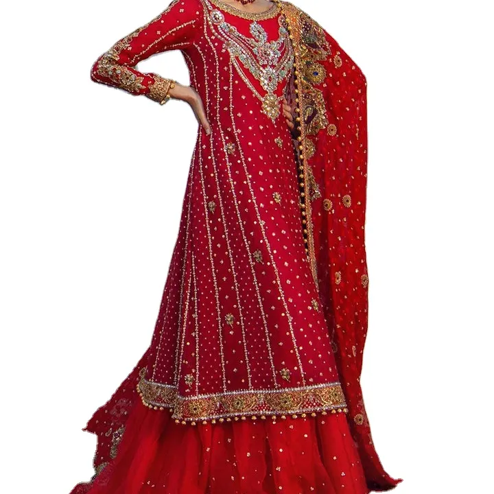 Paquistani personalizar terno mais recente totalmente bordado wadding wear collection salwar kameez pronto para vestir