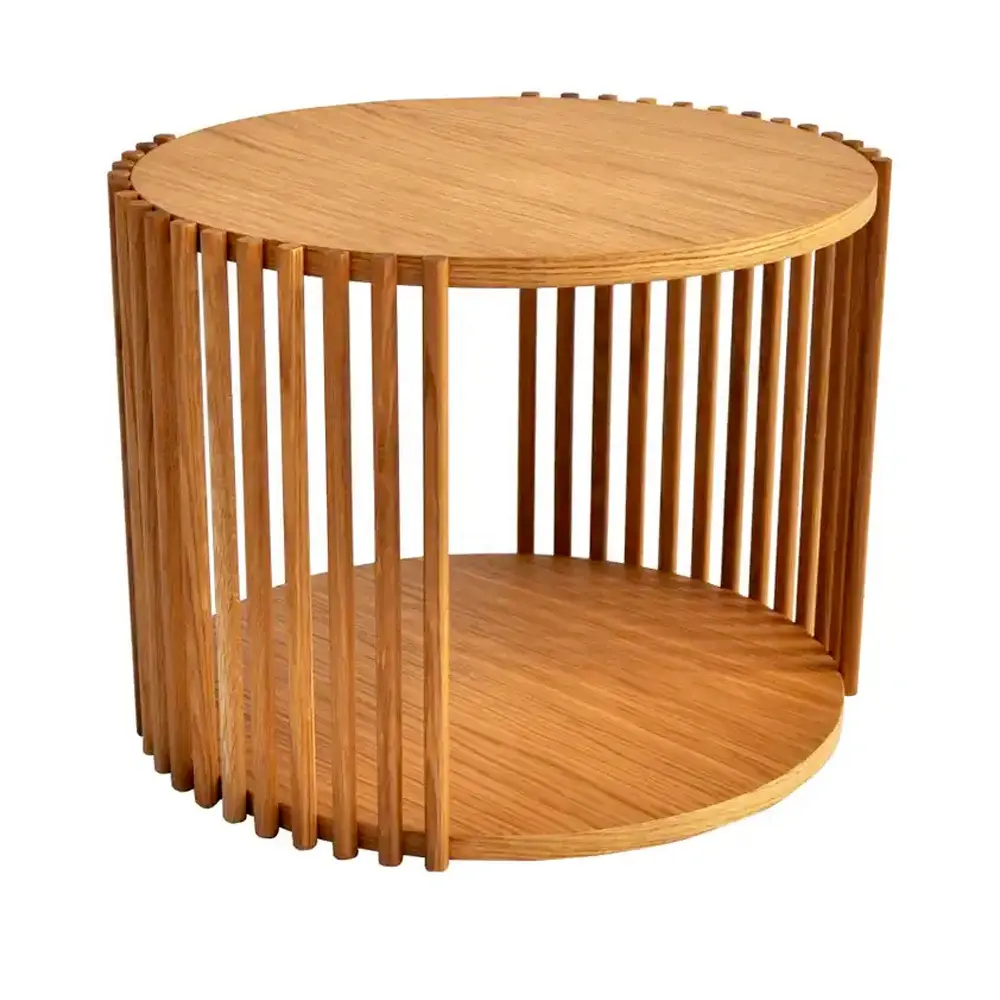 Nuovo moderno tavolino rotondo Design in legno di Teak con finitura naturale per mobili da soggiorno
