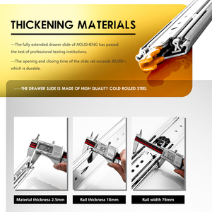 Aolifeng Trượt Ngăn Kéo Chịu Lực Nặng Khóa Ba Phần Vòng Bi Kéo Dài Toàn Bộ Tải Trọng Cho Người Chạy Đường Ray Công Nghiệp 220KG - Product Image 6