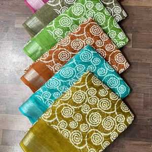 Lilen baskı saree 6 metre kesim saree özel tasarım - Product Image 1