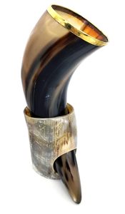 Authentic Medieval Style Viking Beer Ale <strong>Horn</strong> Mug Ceramic <strong>Cups</strong> with Stand for Rennactment Parties - Product Image 5