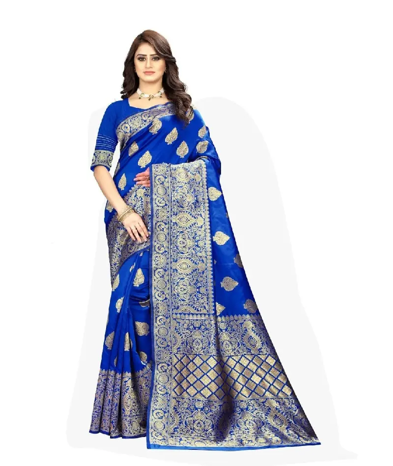 Brand New Kanchipuram Seda Saree Kurta Kurtis para Mulheres na Índia Top Quality Heavy Wedding Wear Saree Suit para Mulheres Party Wear
