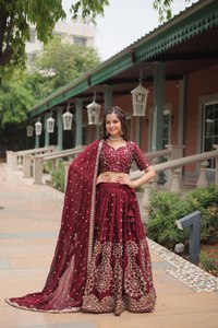 נחמד מעצב צעיף gae בנות lehnga choli עם רקמה כבדה גבול מיוחד ללבוש בגדים הפקיסטני הודי <span class=keywords><strong>2025</strong></span>
