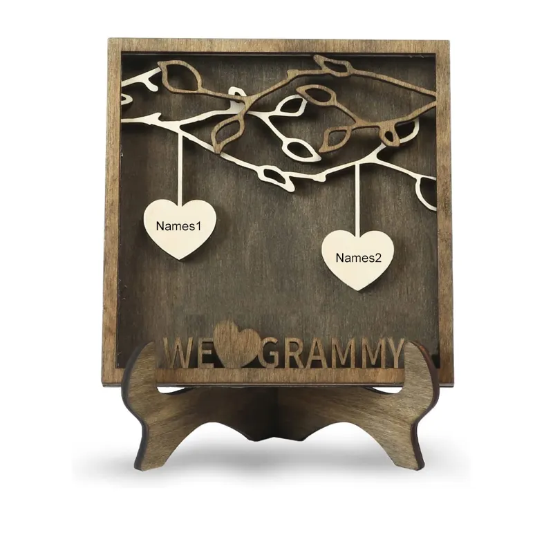 I nomi di famiglia in legno personalizzati personalizzati firmano l'albero con qualsiasi frase regalo dai bambini per la decorazione dell'ufficio domestico della nonna della mamma