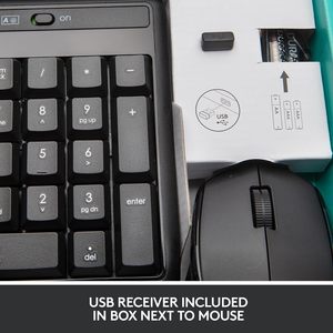 <strong>Logitech</strong> MK345 Wireless <strong>Keyboard</strong> &amp; Mouse Combo Full - Size, with a 2.4G Wireless Receiver, Black Color - Product Image 3