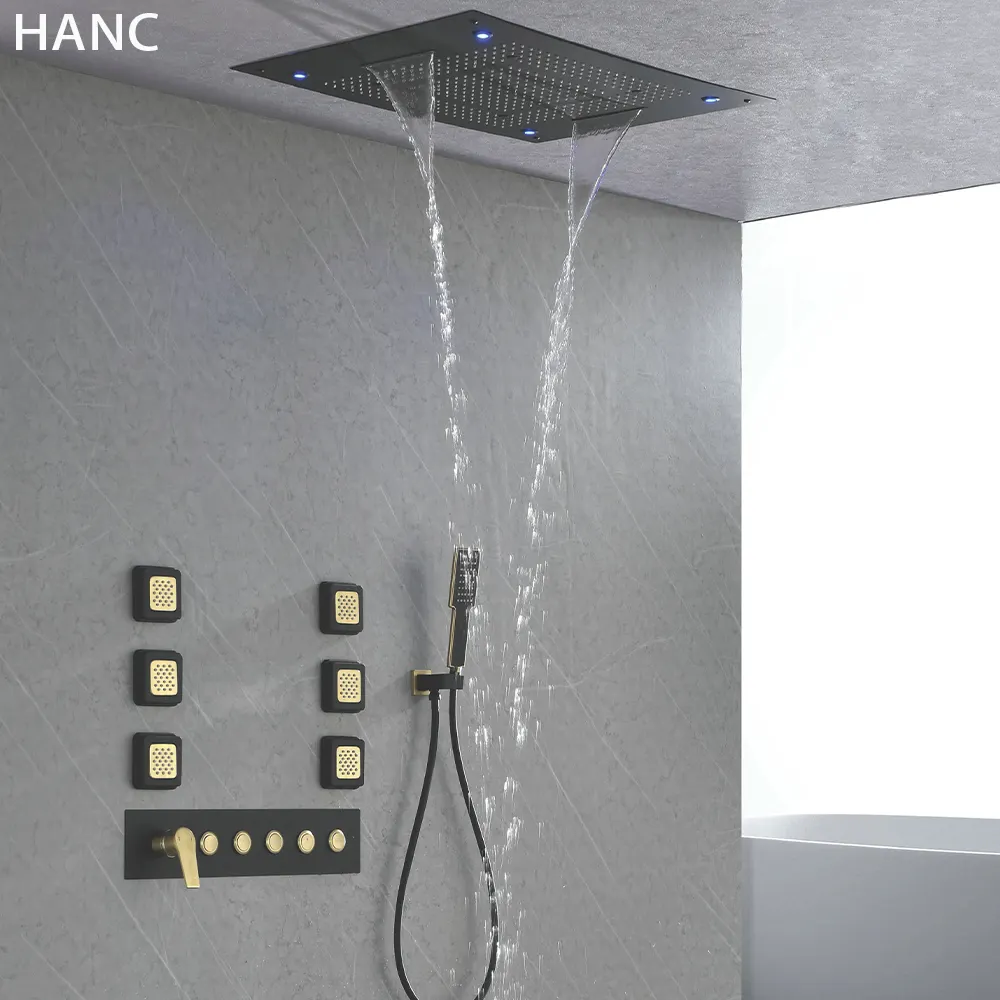 Conjunto de chuveiro de chuva LED para banheiro comercial de fábrica com chuveiro de mão