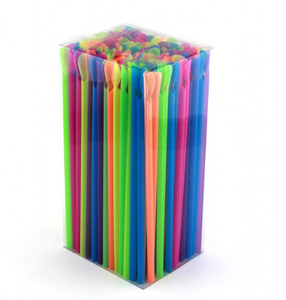 一次性彩色冰沙吸管，带勺形方便塑料勺子吸管 - Product Image 4