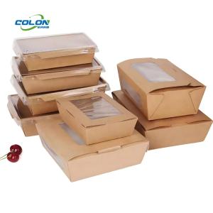 Recipientes De Papel <span class=keywords><strong>Rectangular</strong></span> Descartáveis Recipientes Salada Redonda Tigelas De Papel Com PET/PP Tampas