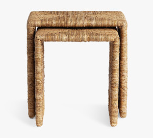 Braided Natural Water Hyacinth <strong>Rectangular</strong> Home <strong>Nesting</strong> Side <strong>Tables</strong>, Coffee Tea <strong>Table</strong> Handmade - Product Image 3
