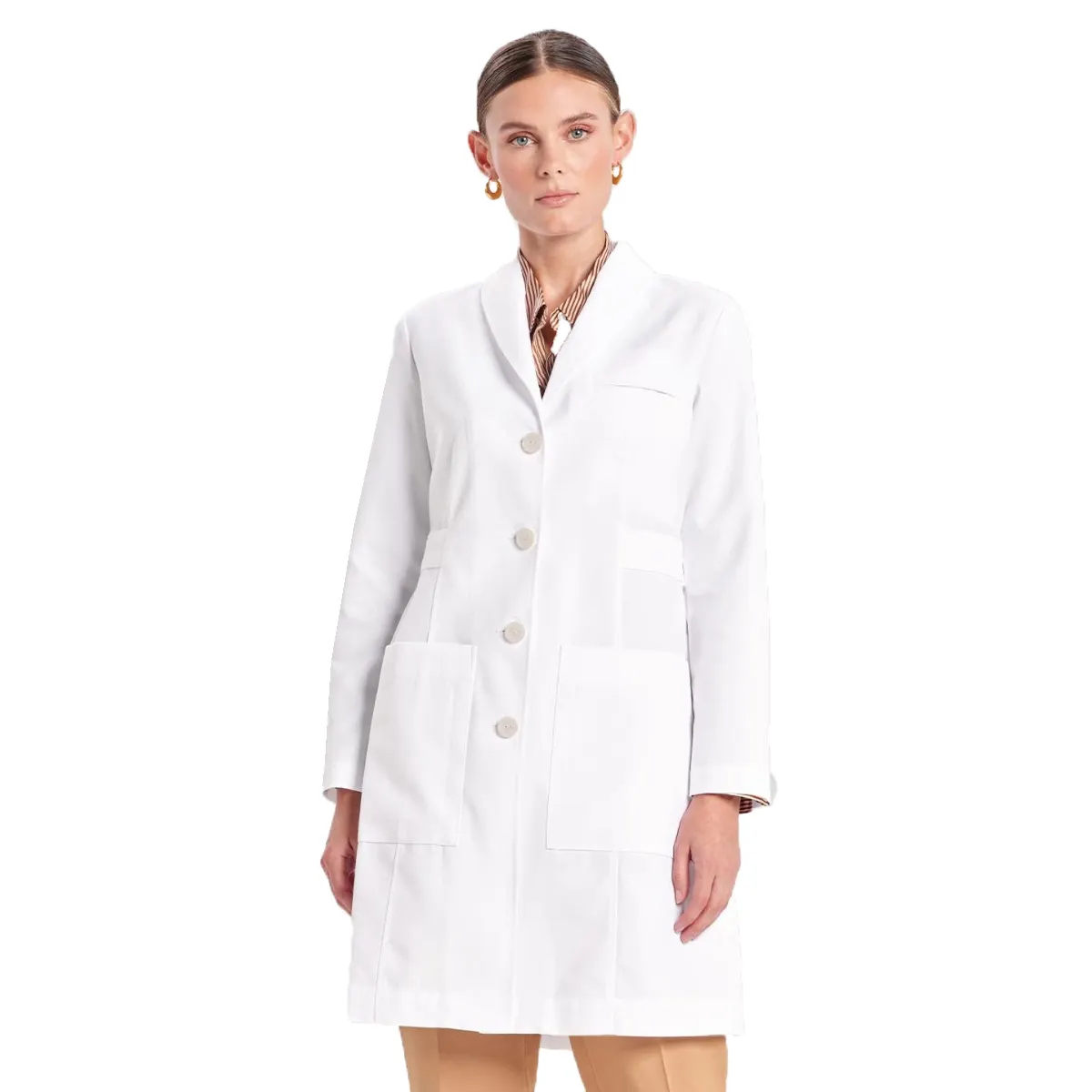 Mantel dokter katun seragam rumah sakit perawat mantel Lab gigi medis grosir modis penjualan laris desain khusus putih pendek