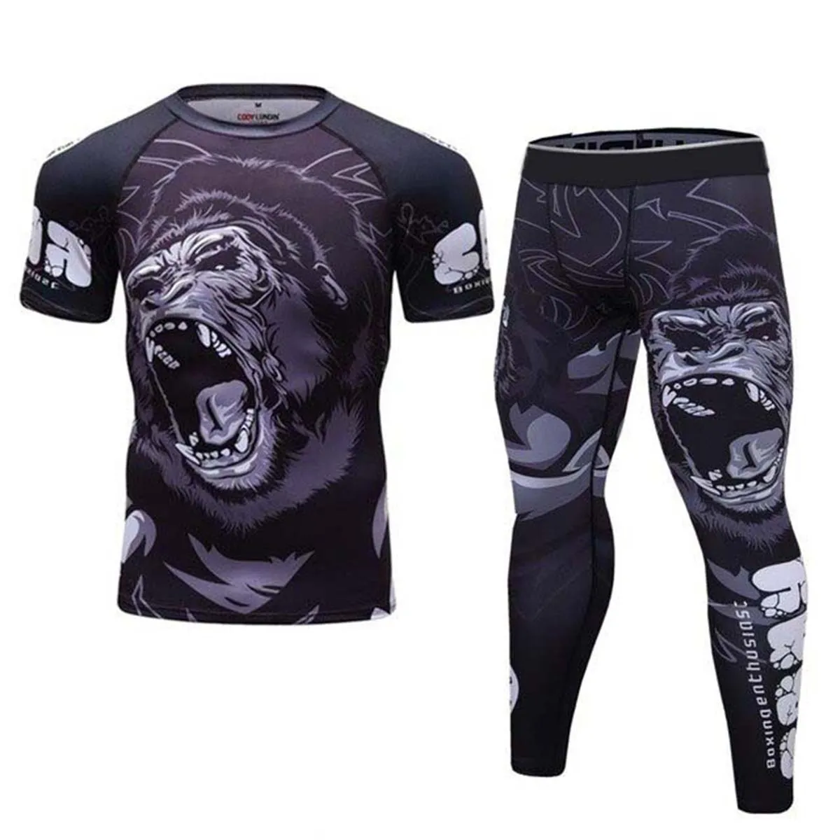 Boks formalar Muay Thai şort MMA sıkıştırma erkekler kickboks spor elbise BJJ MMA T Shirt + pantolon döküntü bekçi spor eşofman