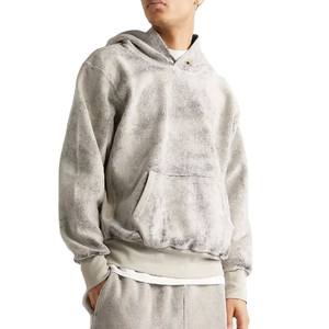 Logotipo personalizado Básico, Algodão Blended Homens Acid Wash Hoodie Manga Longa Oversized Streetwear Pullover Hoodies e Camisolas para Homens