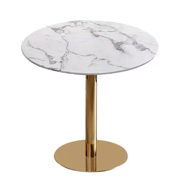high quality stainless steel frame slate material side table tea table round coffee table for hotel office