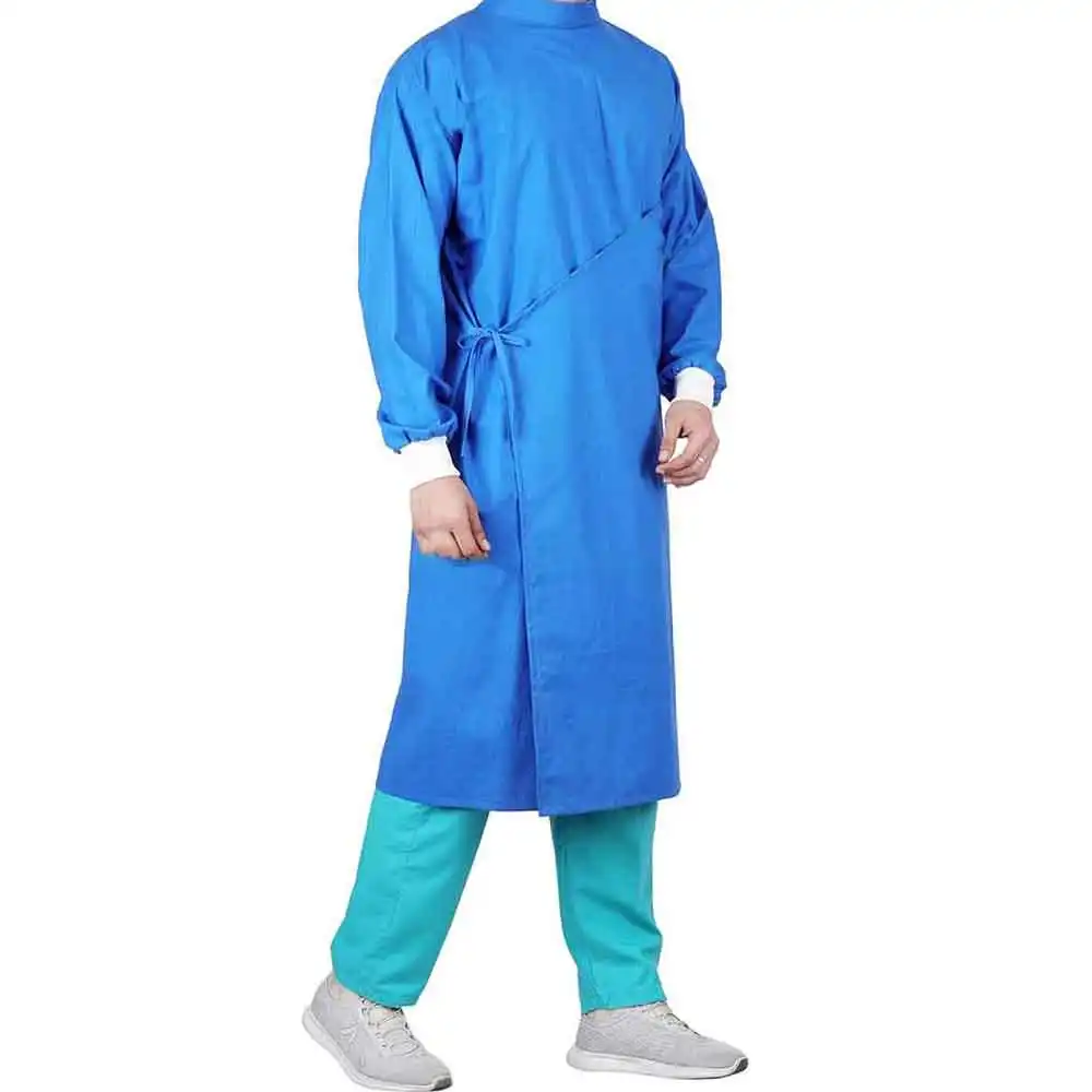 Lengan penuh Rumah Sakit uniseks gaun dokter bedah rumah sakit kualitas tinggi dengan Set masker wajah dan topi scrub seragam medis