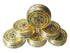 Rajshtahni meenakari thép không gỉ lưu trữ hộp rajwadi trang trí chapati/roti hộp cho trái cây khô, Sôcôla mukwwas & Quà Tặng - Product Image 4