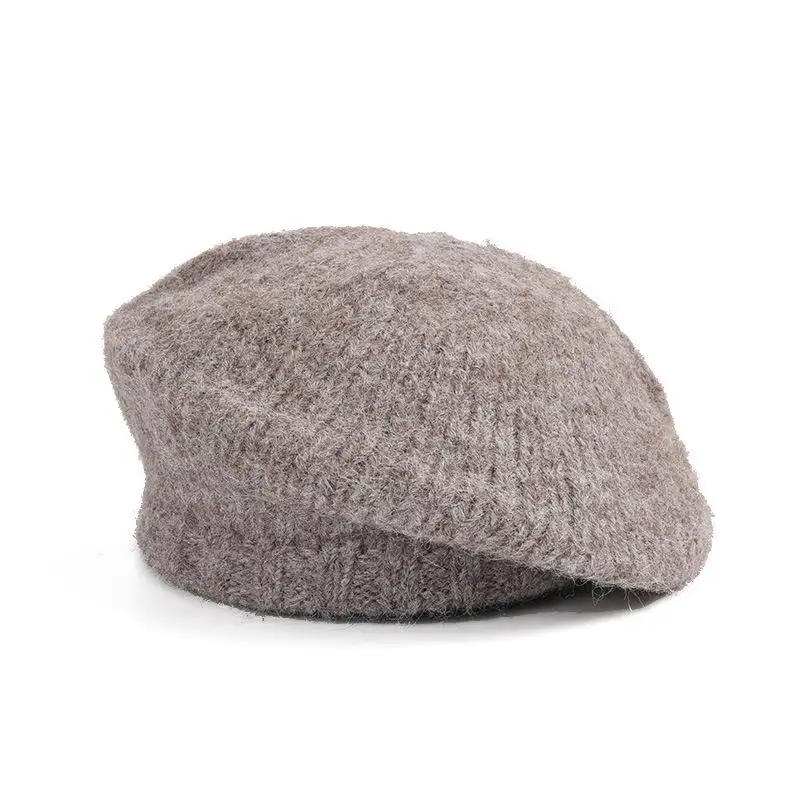 Boina de malha marrom de melhor qualidade para mulheres, boina de lã de crochê para mulheres, chapéu de pintor quente, gorro de cúpula, fornecimento por atacado, novidade de inverno