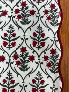 Rubinrot und Smaragdgrün Indischer Blumen hand block Gedruckt Baumwoll tuch Vintage Mid-Century Modern Home Decor - Product Image 4