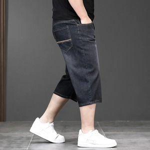 新款大码长款男式短裤宽松弹力牛仔裤男式薄3/4羊毛衫夏季轻大胖牛仔马裤 - Product Image 4