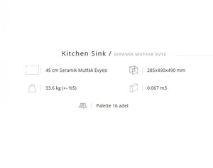 土耳其制造商生产的现代单碗陶瓷厨房水槽 - Product Image 3
