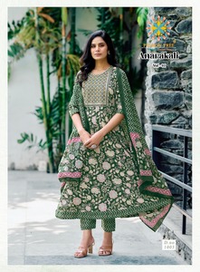 新作コットンプリント刺繍作品Anarkaliレディースインド & パキスタン服デザインKurtisパンツ & プリントDupatta - Product Image 3