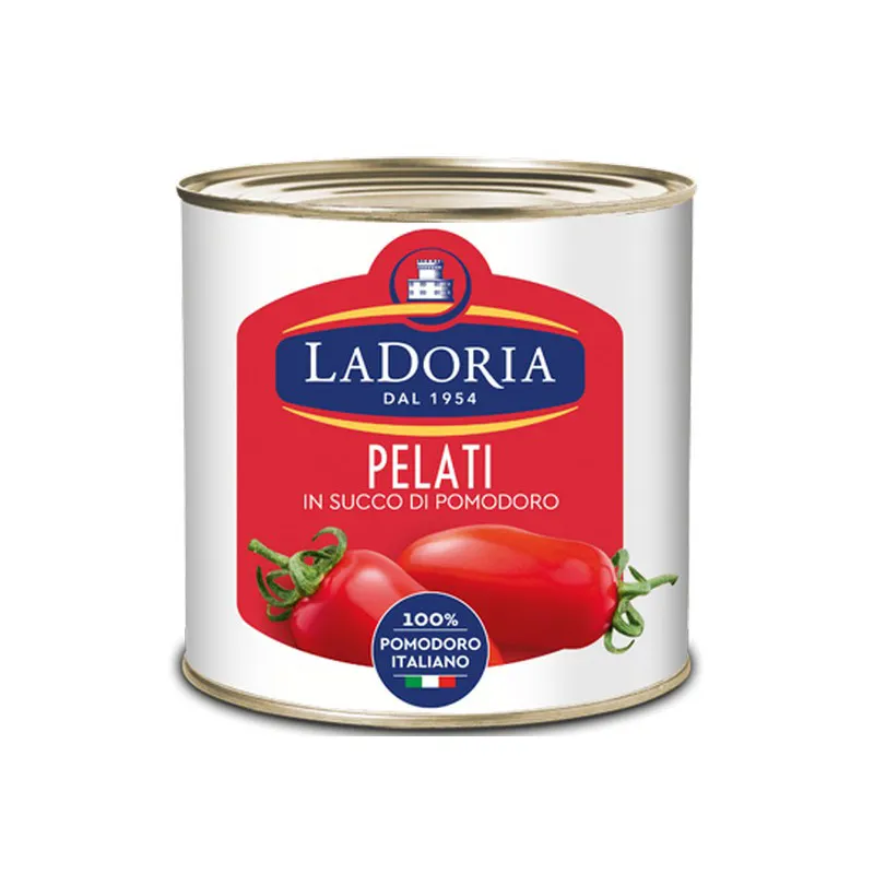 Top Quality 100% Italian La Doria Peeled tomatoes Easy-open in cans 6x2 5 Kg No added salt No OGM For Export