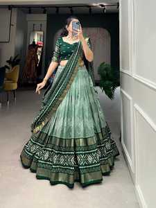 คอลเลกชัน lehenga choli ลาย Patola ดั้งเดิมแบบ2024สำหรับผู้ใหญ่ - Product Image 5