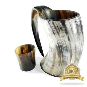 Customized Vintage Buffalo Horn Mug Cow Horn Viking Drinking Beer Mug New Design <strong>Ceramic</strong> Cow Horn Mug for Coffee Custom Logo <strong>Koi</strong> - Product Image 1