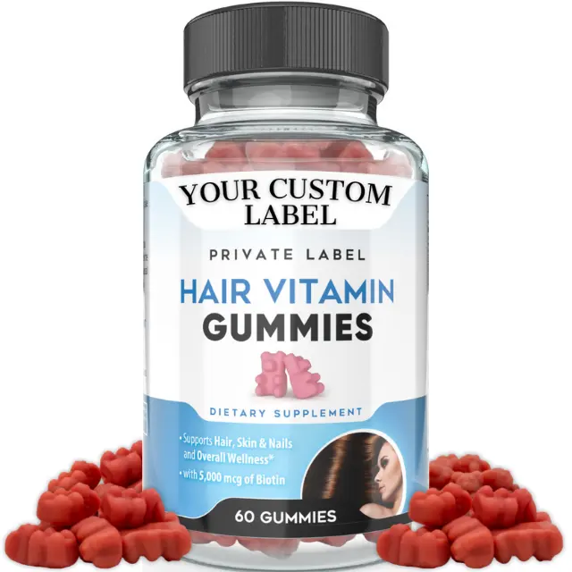 Hair Skin Nail Gummies Boost Hair Vitamin Gummy Improve Skin Supplement Boost Nail Strength Nutrient B-6 B-12 Biotin Folate Heal