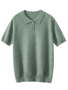 Erkek POLO yakalı tişört 100% kaşmir kısa kollu kazak kazak bahar yaz konfor yumuşak iş kaşmir triko <span class=keywords><strong>Top</strong></span>