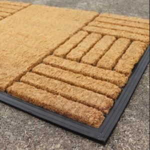 Yüksek kaliteli 45x75cm Modern el yapımı kauçuk destekli Coir Fiber paspas nem/kir yakalama Entryways oturma odaları için diğer