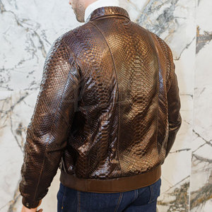 In New Stock Low MOQ Python Leather <strong>Jacket</strong> Oem Service Manufacturer Python Leather <strong>Jacket</strong> - Product Image 4