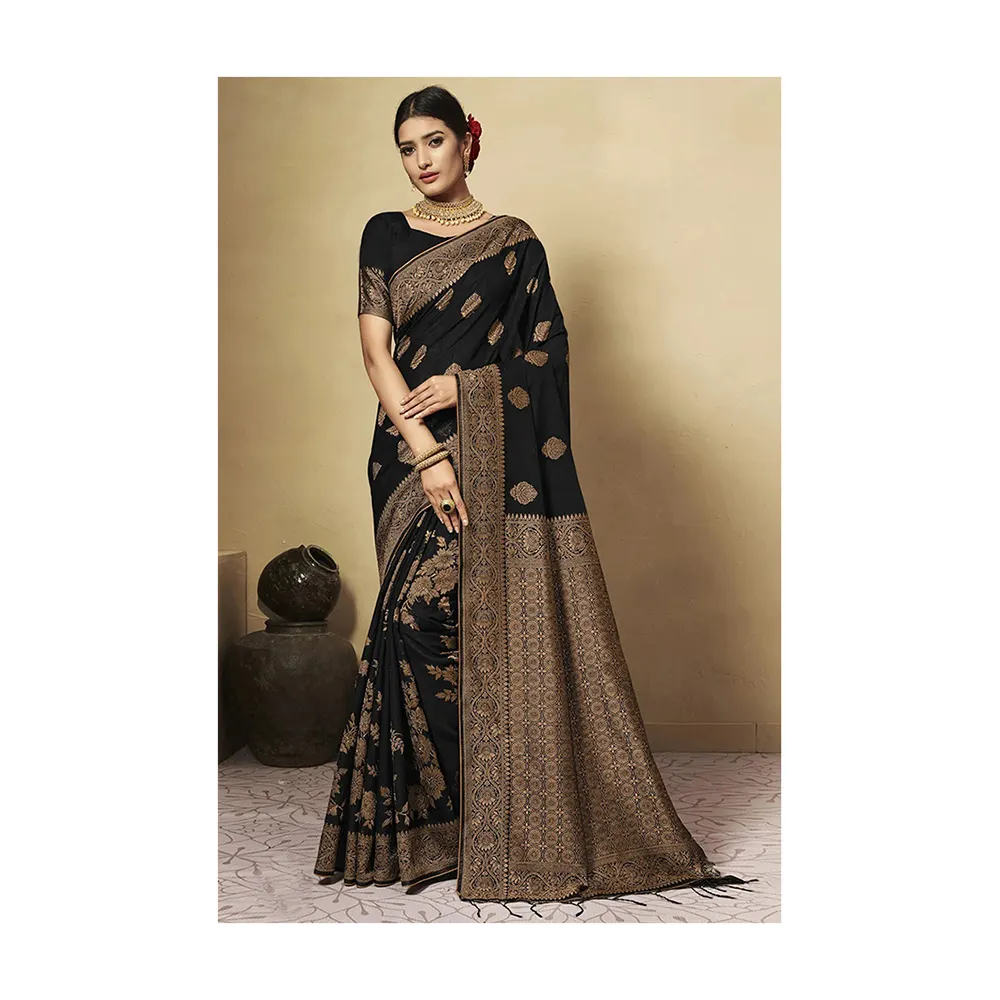Новинка; Дизайнерские женские Chanderi хлопчатобумажной ткани сари с блуза прямого силуэта Свадебная вечеринка случаю уникальный модный сари 2023