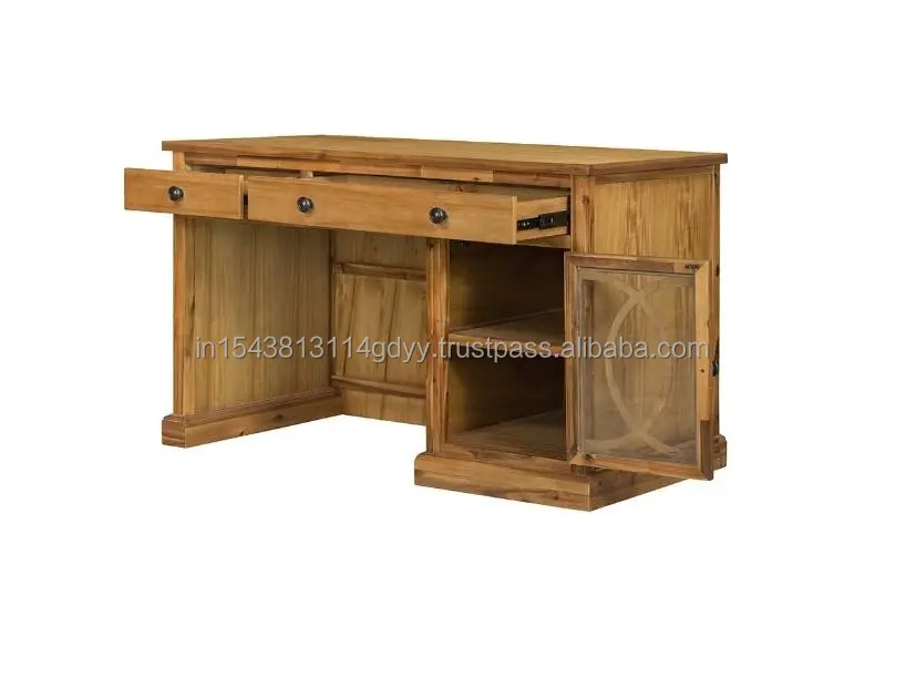Mesa de muebles de oficina al por mayor de alta calidad, acabado de roble Vintage, muebles de oficina, escritorio de gerente con 2 cajones grandes